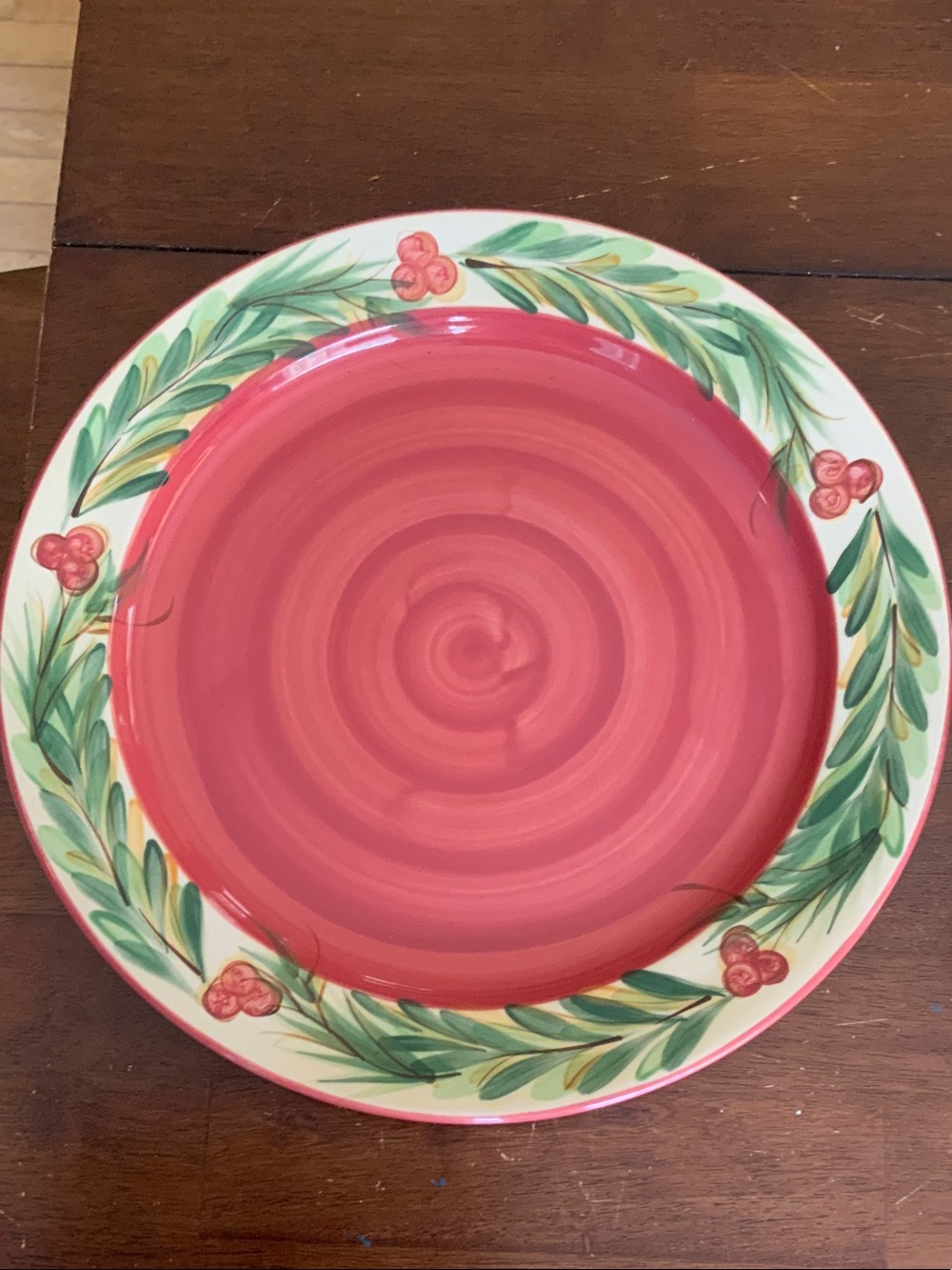 Gail Pittman, Southern Living-  Holiday Ceramic  Plate with Green Wreath